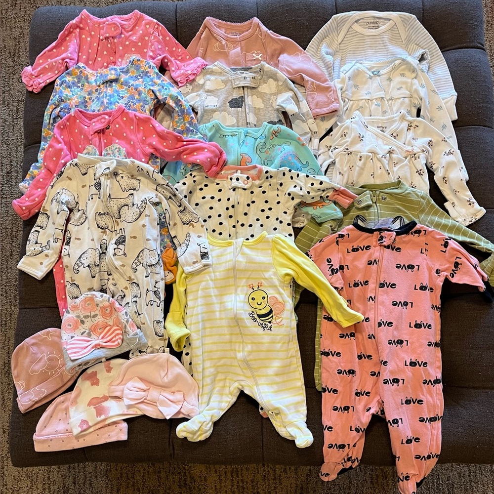 Girls Newborn Summer PJs Bundle